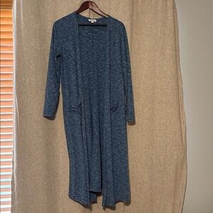 LulaRoe Sarah blue heather Duster medium with pockets